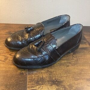 Stacy Adams Mens 13 M Black Genuine Snake Upper Leather Tassel Loafers 23121-01